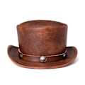 Miniatyrbild 3 av 6: Punk Halloween ny industriell retro stil PU-läder kupol unisex magisk hatt gentleman fest bowlerhatt kvinna
