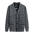 Miniatyrbilde 1 av 5: V-hals Lommegenserjakke Høst Vinter Fleecefôr Ensfarget Cardigan Genser Yttertøy (3XL Mørk Grå)