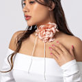 Miniatyrbillede 5 af 5: Bohemian Stor Blomster Choker Halskæde Ruskind Læder Lang Wrap Halskæde