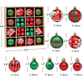 Miniatyrbilde 2 av 5: 44 Røde og Grønne Julekuler Assorterte Pynt Henger, 2,4 tommer (ca. 6,1 cm) Knusefrie Glitterkuler Dekorasjon Juletre Fest