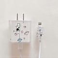 Miniatyrbilde 1 av 5: Rosa kjærlighetshjerte silikon myk støvtett bite ledning linje usb-kabel ladehode vikler etui beskytter for Apple iPhone 18/20W (Stil 4)
