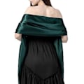 Miniatyrbillede 1 af 2: Satin Sjal og Wraps til Kvinder til Aftenskjoler, Brudepige Bryllup Sjal og Wraps, Elegant Kjole Sjal og Wraps til Aftenskjole (Mørkegrøn)
