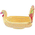 Miniatyrbilde 3 av 3: Imitert Rattan Vevd Fruktkurv Kalkunformet Fruktkurv Matserveringsholder for Thanksgiving