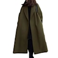 Miniatyrbillede 1 af 5: Dame Overcoat Vinter Efterår Koreansk Version Oversized Varmt Frakke Til Daglig Arbejde Kontor Tøj (L Mørkegrøn)