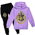 Miniatyrbild 1 av 2: Harry Potter Tryckad Träningsoverall Set 7-14 År Barn Hoodies Sweatshirt Toppar Joggingbyxor Botten Pojkar Flickor Outfits (9-10 År Lila)