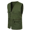 Miniatyrbillede 5 af 5: Fianao Unisex Multi-Pocket Ensfarvet Veste Arbejde Fiskeri Fotografering Vest Jakke (Lysegrå)