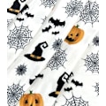 Miniatyrbillede 5 af 5: Haunted Halloween Fleece Tæppe: Edderkoppespind Heksehat Sorte Flagermus og Dekorerede Græskar Print på Blødt Fløjl F