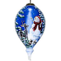 Miniatyrbillede 1 af 3: Heaven and Nature Sing Snemand Håndmalet Glas Hænge Ornament