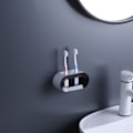 Miniatyrbillede 4 af 4: 2 stk. elektriske tandbørsteholdere (sort + grå), drænbare væg
