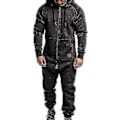Miniatyrbild 1 av 4: Ny 2023 Herr Onesie All In One Hoodie Zip Jumpsuit Vinter Casual Huvad Romper Playsuit (2XL Mörkgrå)