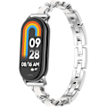 Pikkukuva 1 / 5: Yhteensopiva Xiaomi Mi Smart Band 8 -rannekkeen kanssa, Metalliset säädettävät kudotut rannekkeet, älykello-ranneke, tarvike naisille ja miehille, vaihtohihnoja