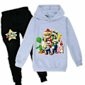 Miniatyrbild 1 av 2: Super Mario Hoodie Topp & Byxa Set Barn Pojkar Flickor Sportkläder Jogging Tracksuits-r (160 (13-14År) Grå)
