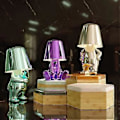 Miniatyrbillede 4 af 5: Thinker Karakter Dekorationsbordlampe Kreativ Lille Guldfigur Led Bordlampe Berøringsstyret Dæmpbar Jern Harpiks Skrivebordslampe (Mr WHY Multifarvet)