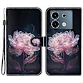 Miniatyrbild 1 av 5: Läderfodral för Infinix Zero 30 5G med mönstertryck (Lila Pion)