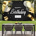 Miniatyrbild 4 av 5: Grattis På Födelsedagen Bakgrundsbanner Svart Och Guld Födelsedag Fotografi Bakgrund Födelsedagsfest Dekoration Tillbehör För Män Kvinnor