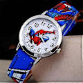 Miniatyrbild 2 av 5: Barn Pojkar Spiderman Quartz Klocka Tecknad Konstläder Armbandsur Gåva (Blå)