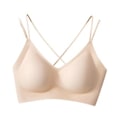 Pikkukuva 4 / 5: Naisten Rintaliivit Jelly Strip Tuki T-paita Rintaliivit Alusvaatteet Push up Rintaliivit Pehmustetut Braletit (M Beige)