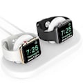 Miniatyrbillede 1 af 5: AHASTYLE PT116 til Apple Watch Dobbelt Position Opladningsstand Smart Watch Oplader Holder Base - Hvid (Hvid)