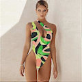 Miniatyrbillede 5 af 5: Badedragt i ét stykke Ny dame blomstret udskæring One Shoulder Badedragt Kvinde Monkini Bodysuit Strand Badedragt Strandtøj (26 L)