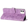 Miniatyrbillede 4 af 5: Til iPhone 11 Mobiltelefon Etui Blomster Præget PU Læder Stand Wallet Cover (Style B)