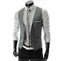 Miniatyrbillede 2 af 3: Mænds Peaky Blinder Herre Forretningsvest Slank Pasform Suit Vest Jakke Frakke (XL Grå)