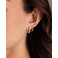 Miniatyrbild 3 av 5: Förgyllda stolpar 3 par små örhängen set | Cubic Zirconia Plain Rope Huggie Hoops för kvinnor | Lätta örhängen