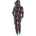 Miniatyrbild 2 av 3: Julpyjamas för kvinnor, Onesie med huva, Jumpsuit, Nattkläder, Långärmad, Tryckt, Jul (S Grön)