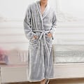 Pikkukuva 2 / 3: Naisten ja miesten pehmeä ja pörröinen kylpytakki, lämmin, fleece-flanelli kylpytakki pyjama XL harmaa
