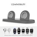 Miniatyrbillede 2 af 5: AHASTYLE PT116 til Apple Watch Dobbelt Position Opladningsstand Smart Watch Oplader Holder Base - Grå (Grå)