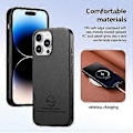 Miniatyrbillede 5 af 5: Til iPhone 14 Pro Cover Klæde Tekstur Læder+PC+TPU Anti-Drop Telefon Cover - Sort (Sort)