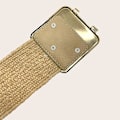 Miniatyrbild 4 av 5: Raffia bälte stretchigt bälte för kvinnor, symmetriskt spänne halm brett vävt bälte för klänning, sommar elastiskt midjeband