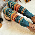 Miniatyrbilde 2 av 2: Damer Boho Varme Ben Over Kneesokker Lårhøye Stretch Støvledeksel Erme Strømper (Peacock Blå)
