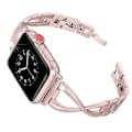 Miniatyrbillede 2 af 2: Rem kompatibel med QC8045 til Apple Watch Metal X-formet diamantrem - Roserød 42MM