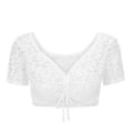 Miniatyrbillede 1 af 5: 100% Ny Opgraderet Dame Sommer V-Hals Schiffy Snøre Front Crop Top Bluse (M)