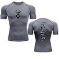Pikkukuva 4 / 4: Anime Berserk Guts miesten kompressiopaita fitness urheilu juoksu tiukka kuntosali T-paidat urheilullinen nopeasti kuivuva toppi T-paita kesä (L laivastonsininen)