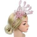 Miniatyrbilde 2 av 5: Fascinatorer for kvinner Bryllupsfascinator Hatt Blomst Mesh Fjær Hodebånd Rosa