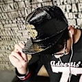 Miniatyrbilde 3 av 3: Metallisk Gulldollar Stil Baseball Caps for Menn Hip-hop Caps Lær Justerbar Snapback Caps for Menn og Kvinner (Svart)