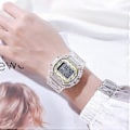Miniatyrbillede 2 af 2: Mode Transparent Unisex Multifunktionel Vandafvisende Digitalt Ur (Guld)
