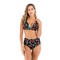 Miniatyrbillede 1 af 5: Pigetøj til piger, split, damemode, sexet, samlet bryst, bikini badetøj, 3xl, Sort kirsebær