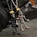 Miniatyrbillede 4 af 5: Kranie Nøglering Skelet Soldat Paracord Nøglering Kreativ Skelet Soldat Nøglering Bagagemærke (1 stk. Sort)