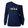 Miniatyrbillede 2 af 3: Jule-En-Skulder Tunika Kvinder Langærmet T-shirt Juletop Bluser S Dyb Blå