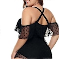 Miniatyrbillede 5 af 5: Dame Plus Size Ensfarvet Sort Badedragt Plus Size Badetøj (M-XXXL) Varm kilde med mavekontrol badedragt til kvinder