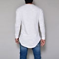 Miniatyrbillede 4 af 5: Langærmet, ensfarvet T-shirt til mænd, slim fit, lang model, høj kvalitet (XL Hvid)