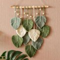 Miniatyrbillede 2 af 5: Blad Makrame Vægophæng Boho Værelse Hjem Indretning Vævet Æstetisk Wa