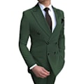 Miniatyrbillede 3 af 5: Herre Dobbeltbrystet Blazer Suit 2 Dele Slim Fit Bryllup Brudgom Tuxedos Peak Lapel Formelle Prom Suits (52 Teal)