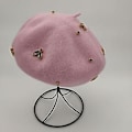 Miniatyrbilde 1 av 5: Visrover Vinter Ull Beret Med Krystall Bie Kvinne Ull Caps Vinter Høst Vår Hatt Solid Farge Topp Kvalitet Kvinner Boina (lys rosa)