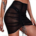Miniatyrbillede 4 af 5: Transparent Strandnederdel Svømmenederdel Dame Sort Gennemsigtig Cover Up Flæse Snøre Cover Wraps Nederdel Strandnederdel Multi-farve Valgfri (M Sort)