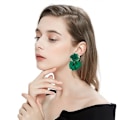 Miniatyrbild 2 av 5: Chiffon Akryl Rosenblad Örhängen Dangle Överdrivna Blomörhängen Drop Statement Floral Tassel Lätt Vikt Örhänge