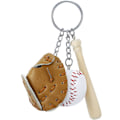 Miniatyrbild 1 av 4: Baseball nyckelring för pojke läder för män inklusive hatt och fladdermus