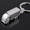 Miniatyrbillede 3 af 5: Nøglering til mænd i form af en lastbil - 3D sølvmetal